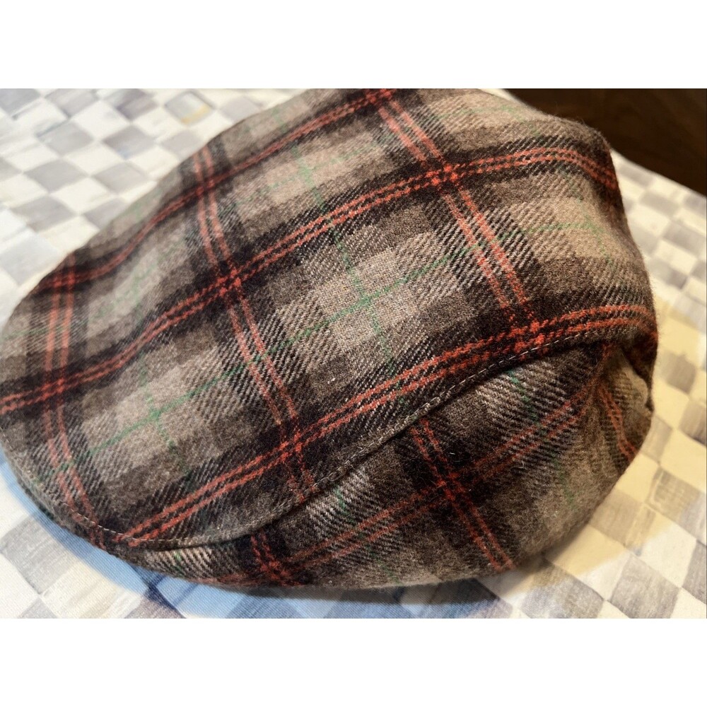 Boston Scally Co The Contender Flat Cap Hat XXXL Brown Plaid Ivy Newsboy